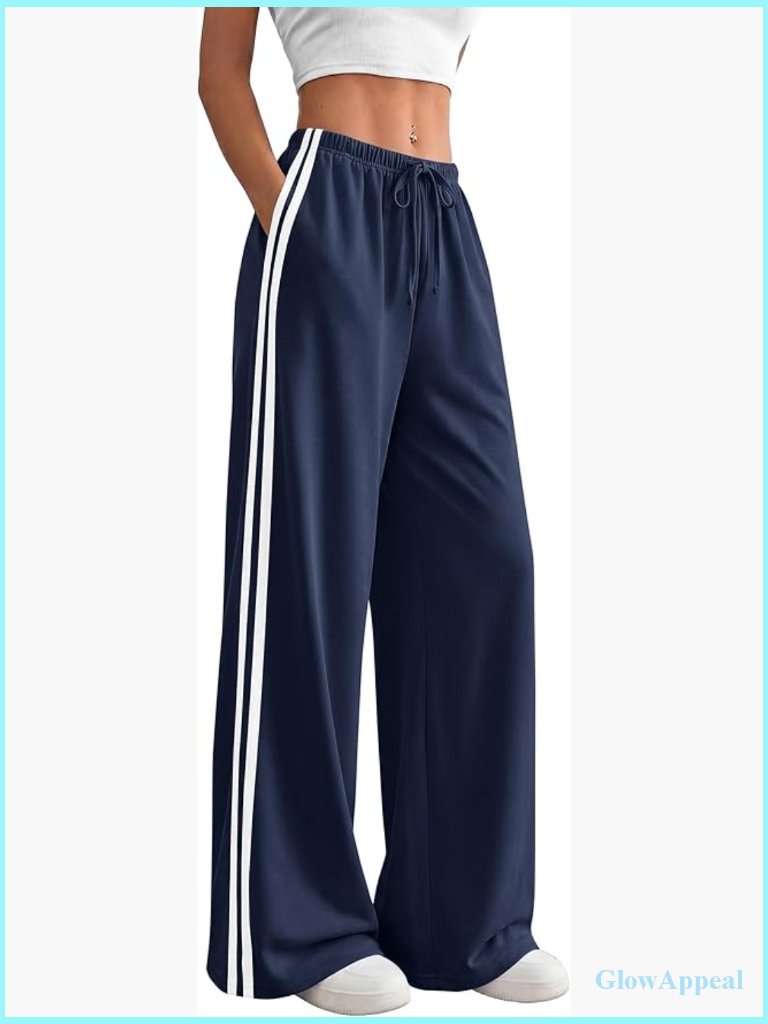 Wide Leg Drawstring Track Pants With Pockets